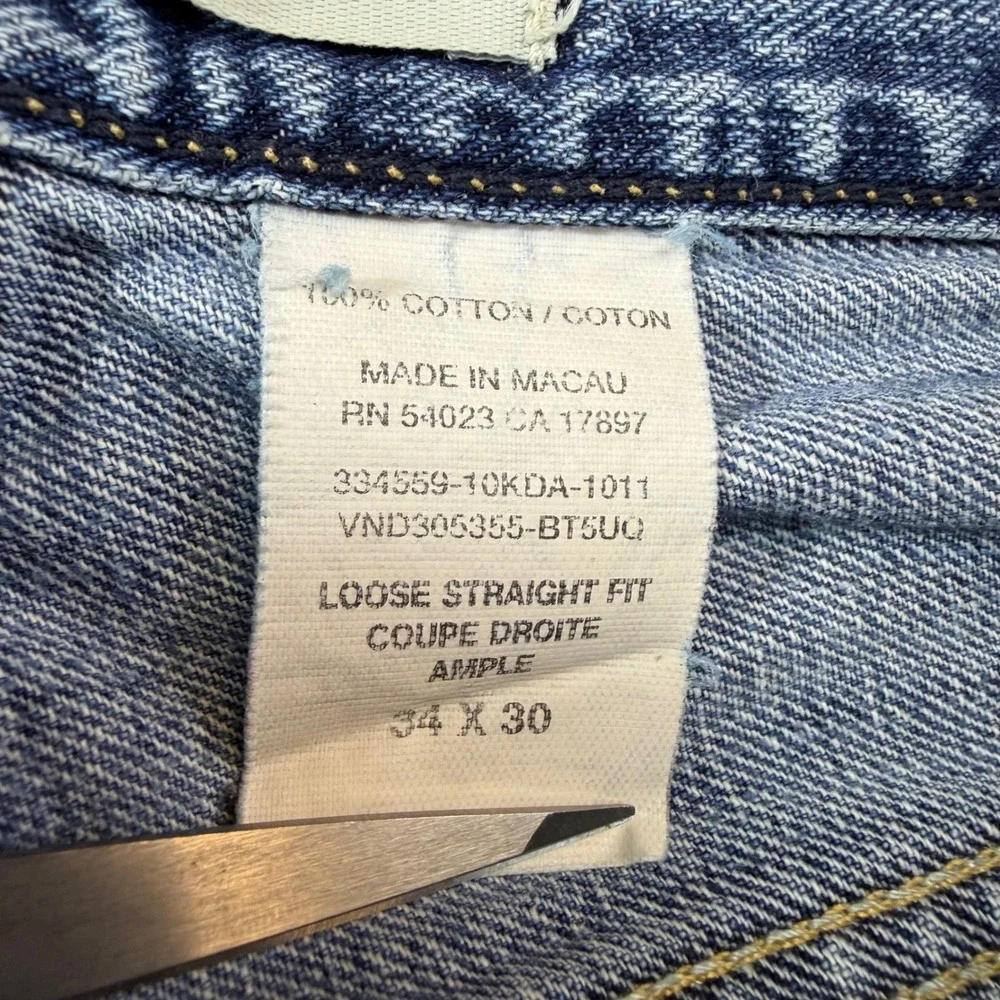 Vintage‎ GAP Loose Straight Fit Jeans Men's Size 34x30 Blue Distressed Denim
